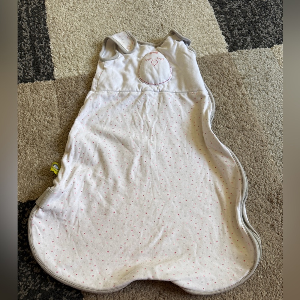 Nested Bean White and Pink Baby Sleep Sack- Small 0-6 months